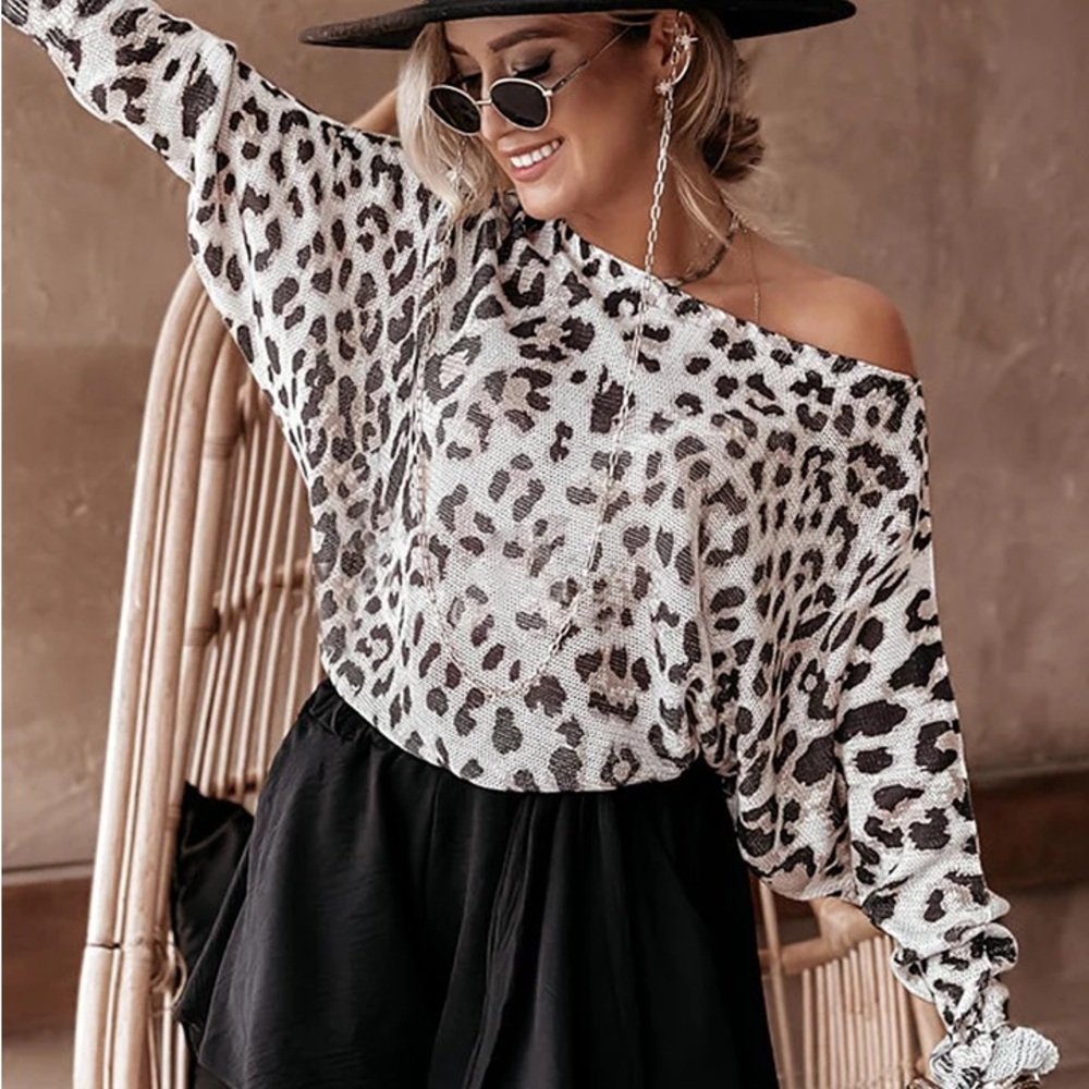 Leopard Print Off-Shoulder Top